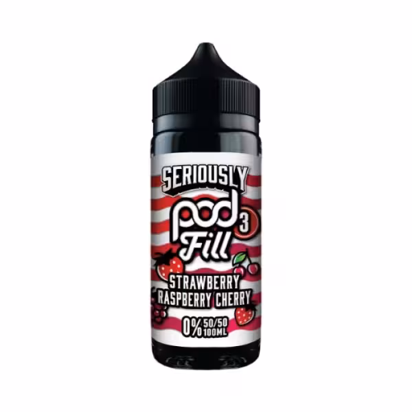 Doozy Vape Seriously Pod Fill 3 Strawberry Raspberry Cherry Shortfill E-Liquid 100ml [Strawberry